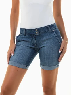 Calções ganga cintura baixa