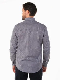 Camisa azul marinho com padrão losangos