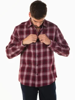 Camisa bordeaux flanela com xadrez