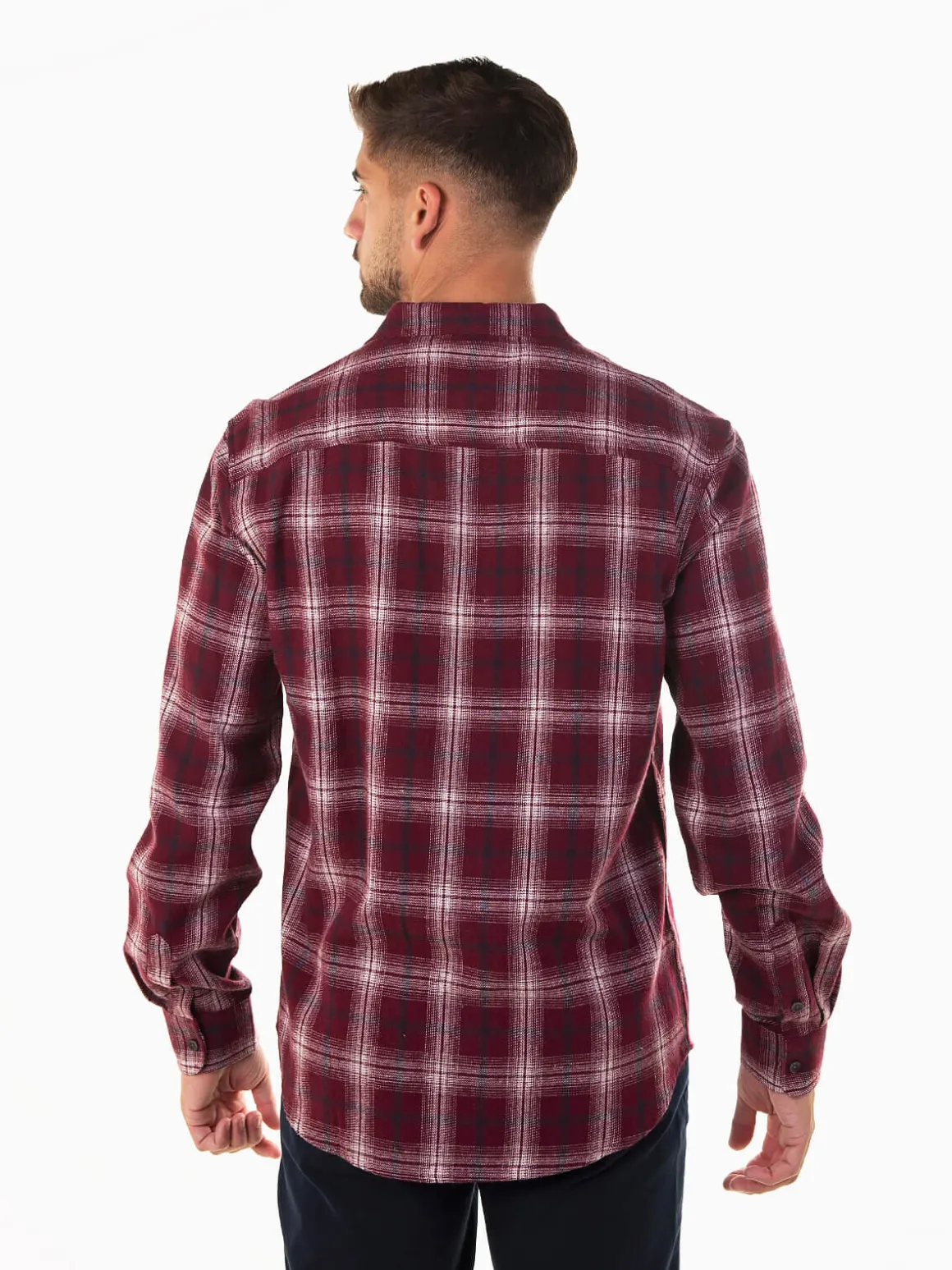 Camisa bordeaux flanela com xadrez