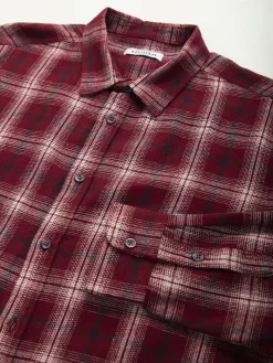 Camisa bordeaux flanela com xadrez