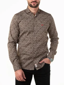 Camisa castanha com estampado