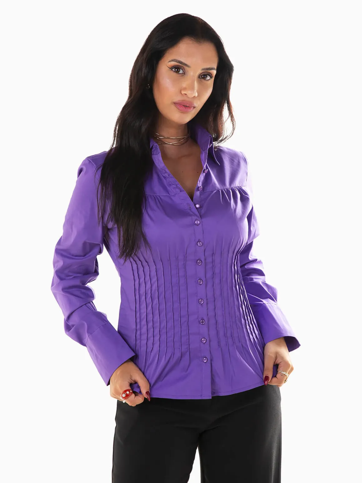 Camisa cintada manga comprida