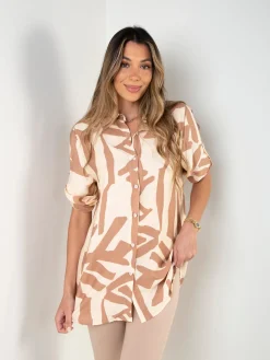 Camisa comprida estampada manga 3/4