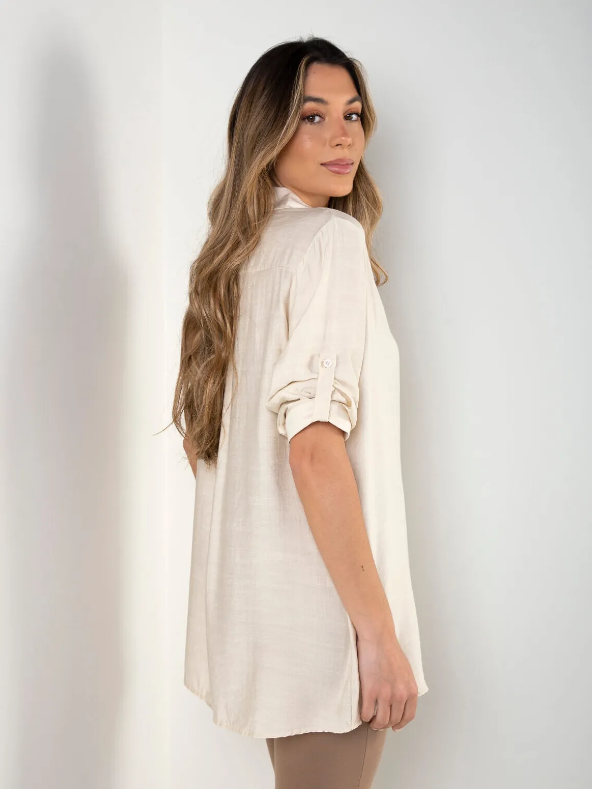 Camisa comprida manga 3/4