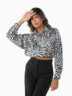 Camisa cropped estampado zebra