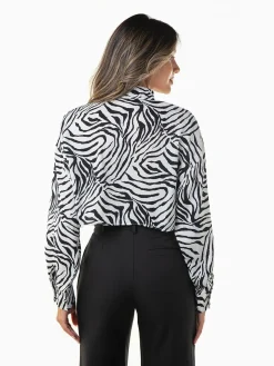 Camisa cropped estampado zebra