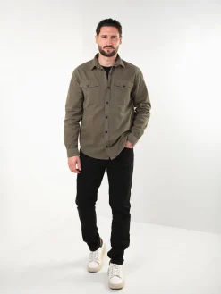 Camisa em sarja verde tropa