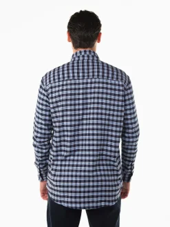 Camisa flanela azul marinho com xadrez