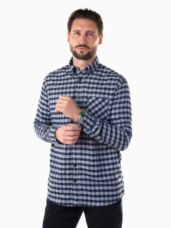 Camisa flanela azul marinho com xadrez