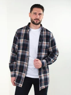 Camisa flanela azul marinho 100% algodão