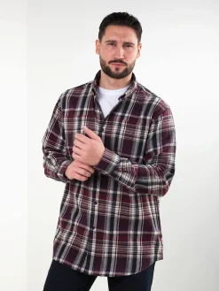 Camisa flanela bordeaux 100% algodão