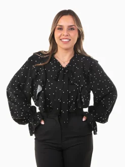 Camisa fluída às bolinhas