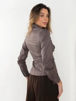 Camisa manga comprida com folhos