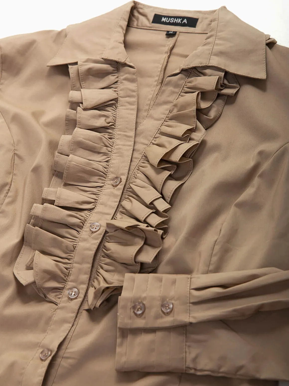 Camisa manga comprida com folhos