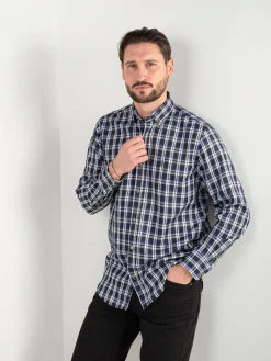 Camisa manga comprida xadrez azul