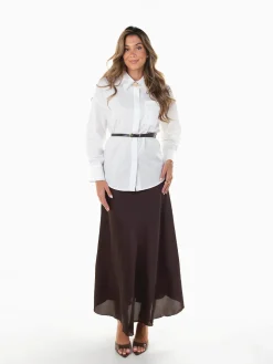 Camisa oversize com botão dourado