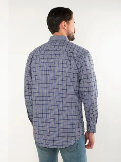 Camisa xadrez azul com bordado