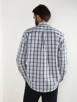 Camisa xadrez branco e marinho