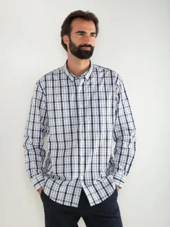 Camisa xadrez branco e marinho