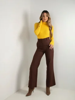 Camisola canelada gola perkins e botões