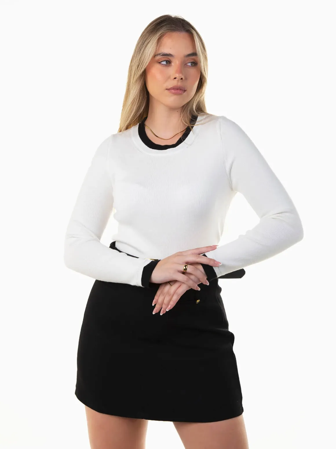 Camisola com detalhe em contraste