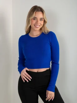 Camisola curta malha canelada