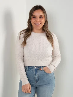 Camisola curta malha trançada