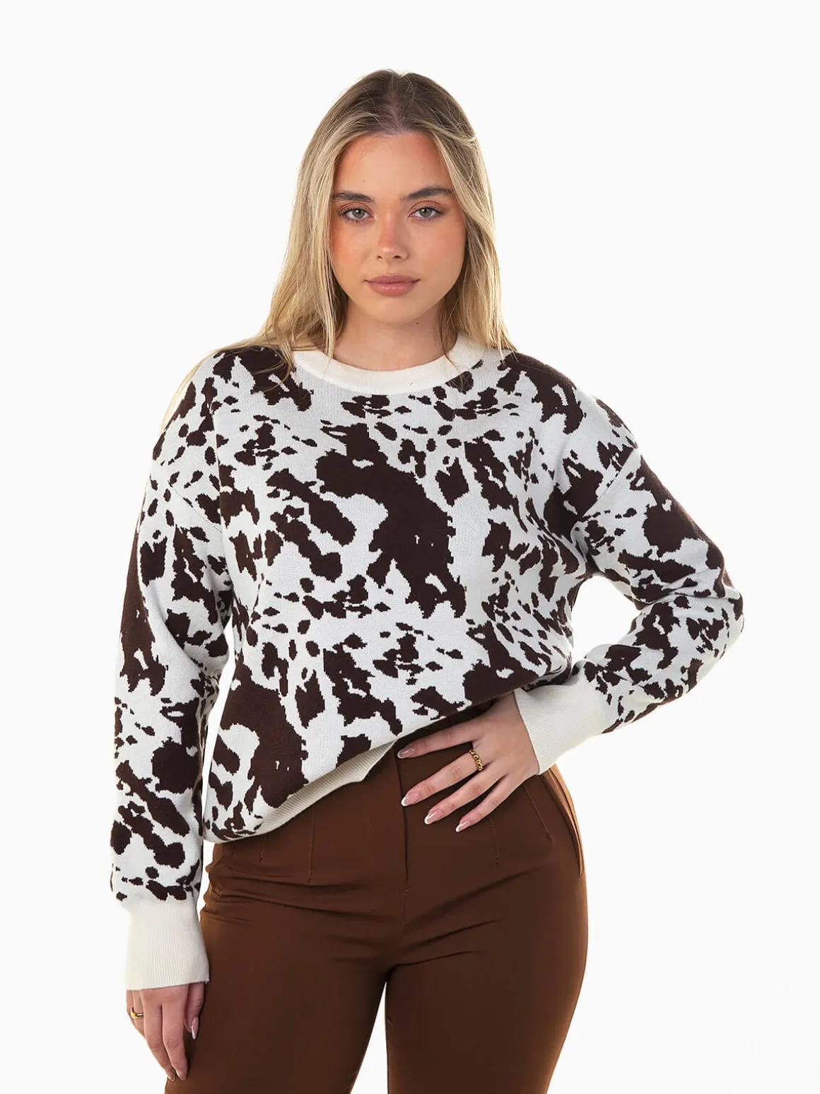 Camisola de malha animal print