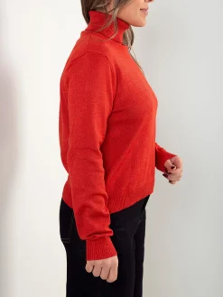 Camisola de malha brilhante com gola alta