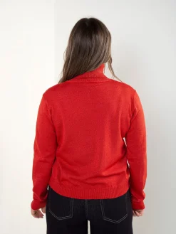 Camisola de malha brilhante com gola alta