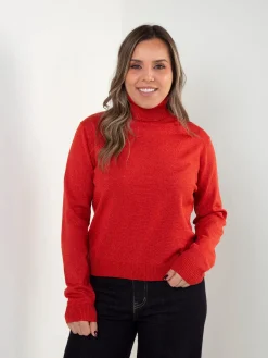 Camisola de malha brilhante com gola alta