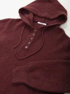 Camisola de malha com capuz e botões