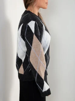 Camisola de malha com padrão losangos