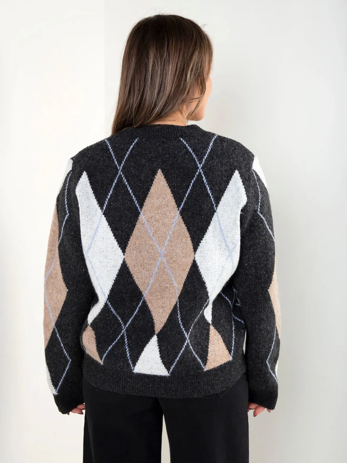 Camisola de malha com padrão losangos