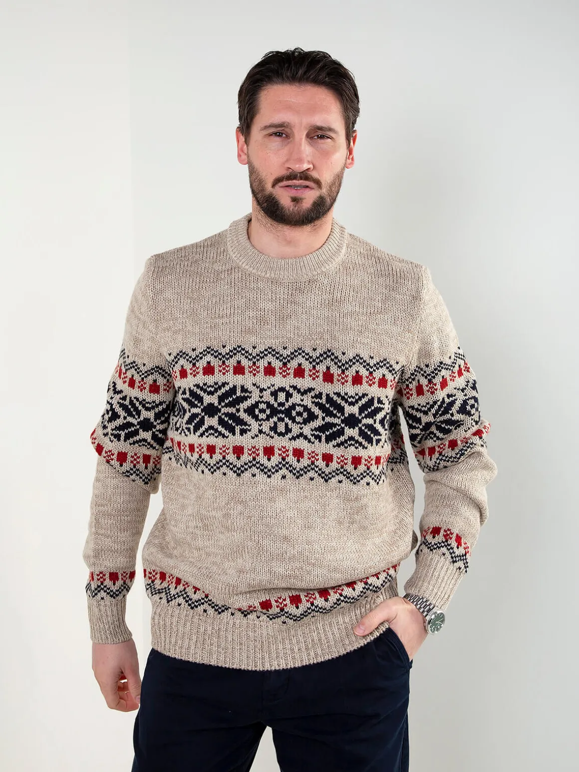 Camisola de malha com padrão jacquard