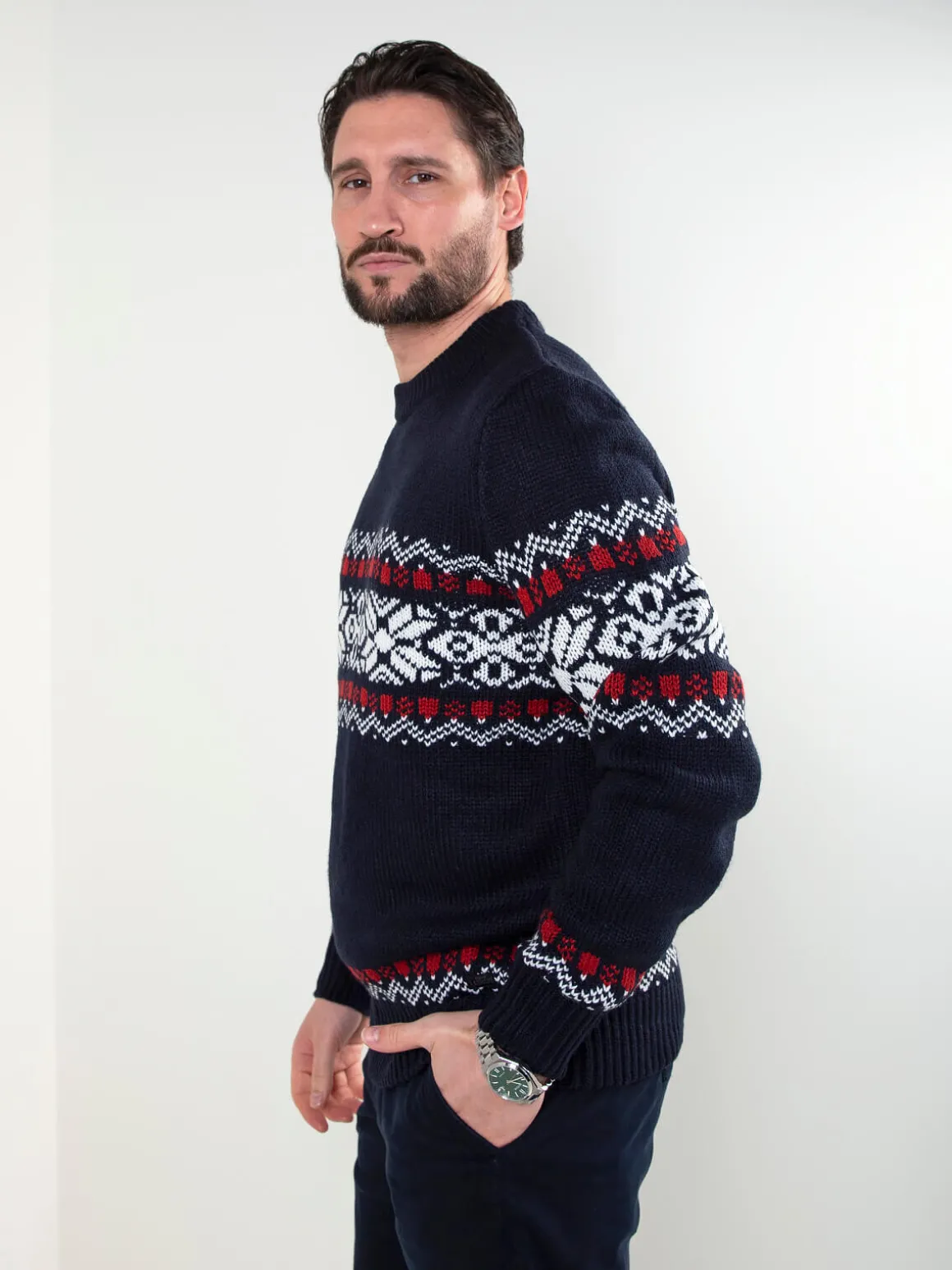 Camisola de malha com padrão jacquard