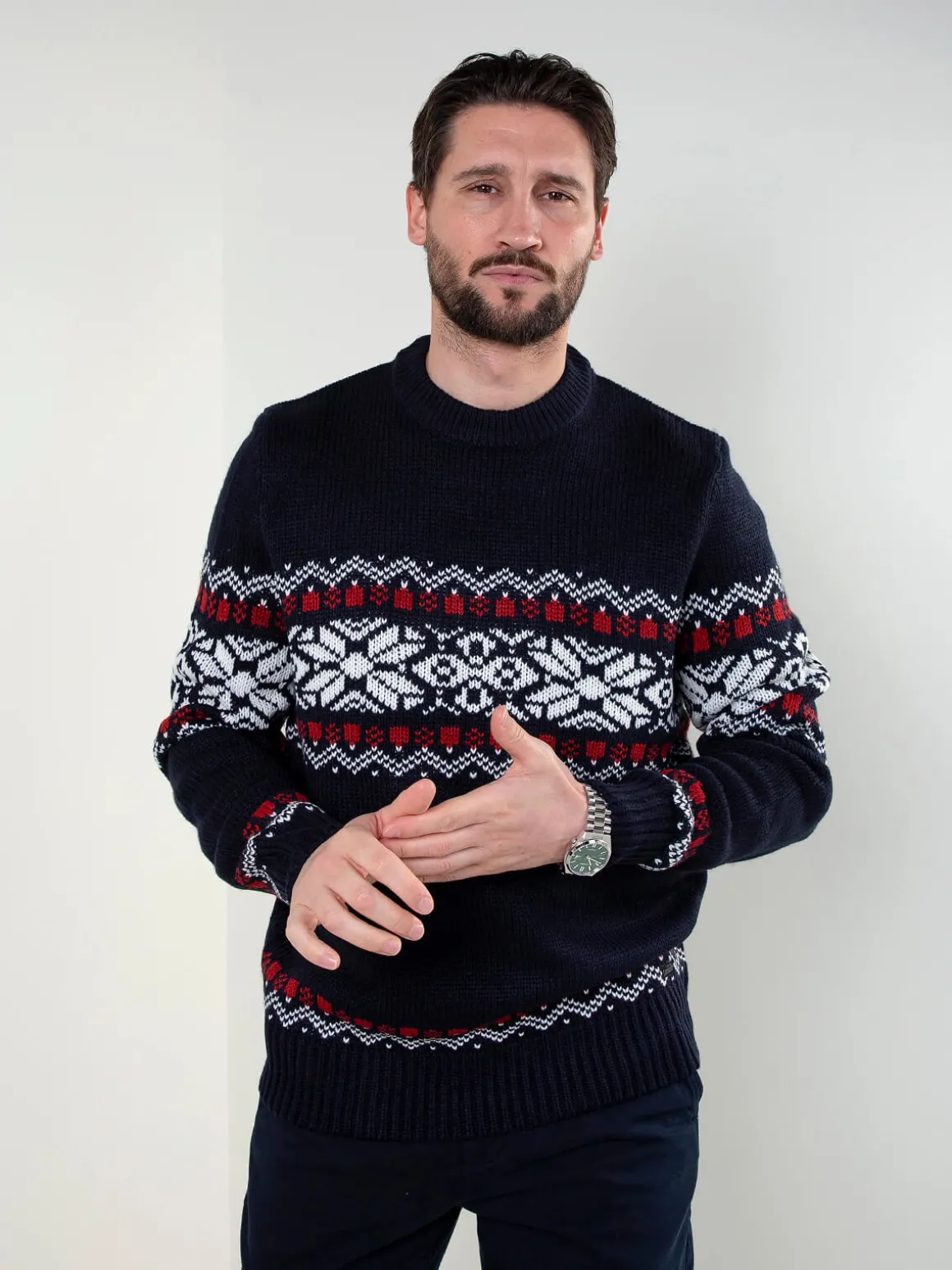 Camisola de malha com padrão jacquard