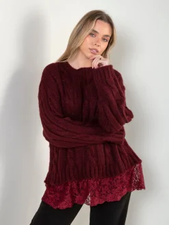 Camisola de malha com renda