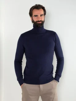 Camisola de malha fina com gola alta