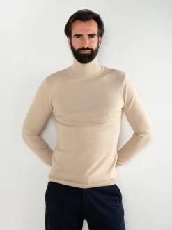 Camisola de malha fina com gola alta