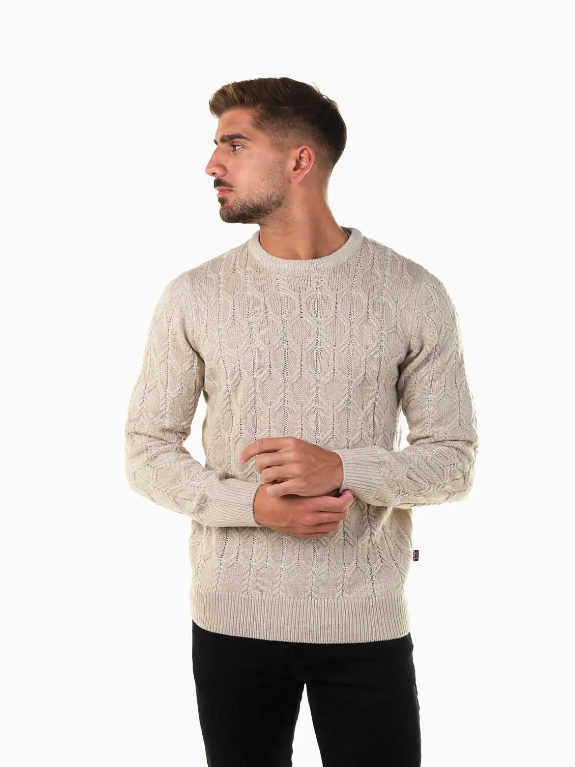 Camisola de malha trançada