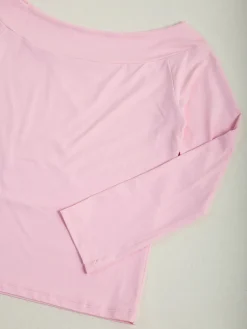 Camisola elástica decote barco