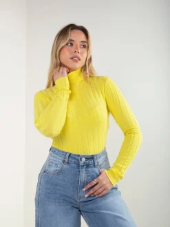 Camisola justa malha canelada