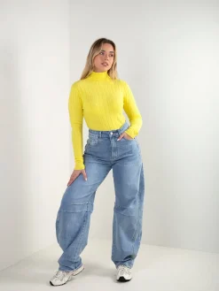 Camisola justa malha canelada