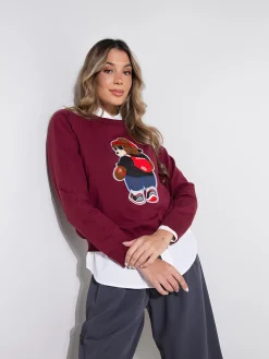 Camisola malha bordado urso urbano