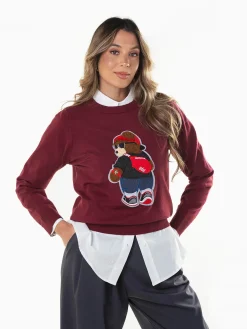 Camisola malha bordado urso urbano