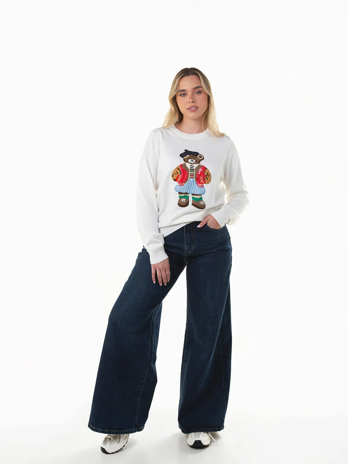 Camisola malha bordado urso