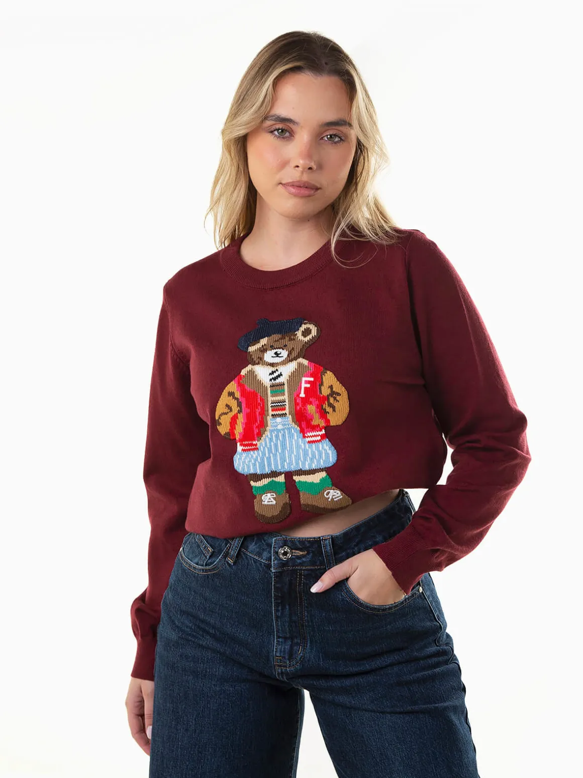 Camisola malha bordado urso