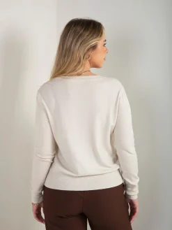 Camisola malha botões decorativos